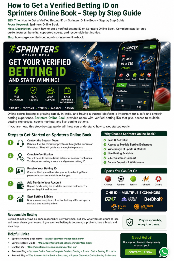 Sprinters Online Book verified betting ID guide for cricket and sports betting