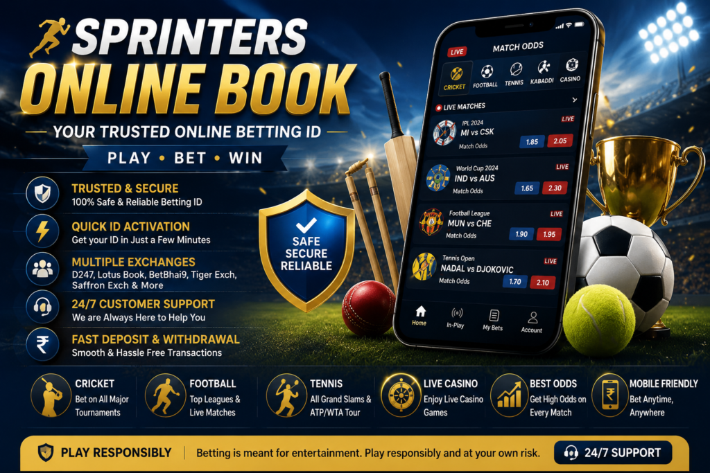 Sprinters Online Book trusted online betting ID provider for cricket and sports betting in India.